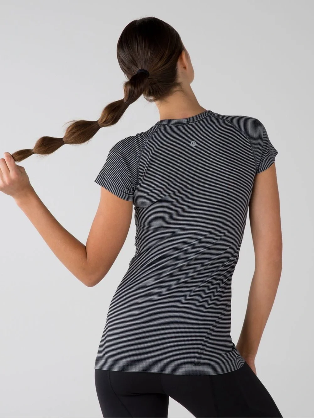 Lululemon Swiftly Tech Short Sleeve Crew in Tempo Stripe Black White